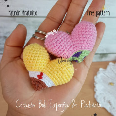 Patrón gratis: Amigurumis Corazón Bob Esponja y Patricio