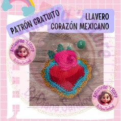 PATRÓN GRATIS: Llavero Corazón Mexicano tejido a crochet