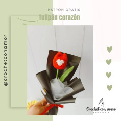 Patrón gratis: Tulipán corazón tejido a crochet