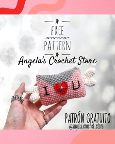 Patrón gratuito: Amigurumi carta con alas Te amo