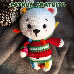 Patrón gratuito amigurumi oso navideño