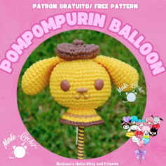 Patrón gratuito amigurumi Pompompurin globo.