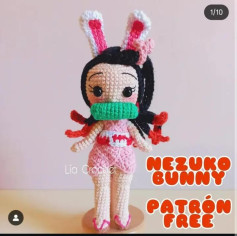 Patrón gratuito de Nezuko Bunny amigurumi