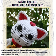 Patrón Gratuito Gato Turbo Abuela Amigurumi