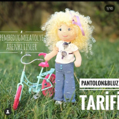 Pembe Dügme Amigurumi Bebek Pantolon ve Bluz Tarifi