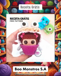 Português: Amigurumi Boo Monstros S.A: Grátis! Receita em crochê passo a passo.