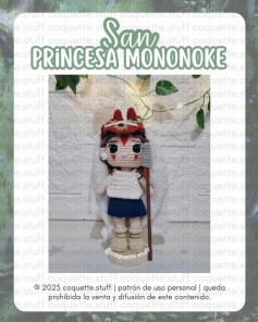 San Princesa Mononoke Amigurumi: Patrón de Crochet