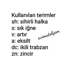 Tığ işi şeması: Kullanılan kısaltmalar ve anlamları
