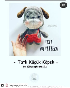 Tığ İşi Sevimli Küçük Köpek Şeması