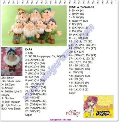 Türkçe: Amigurumi Cüceler için Tığ İşi Şeması
