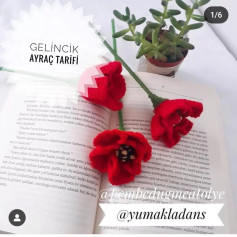 Türkçe: Gelincik Ayraç: Tığ İşi Yapımı Şeması