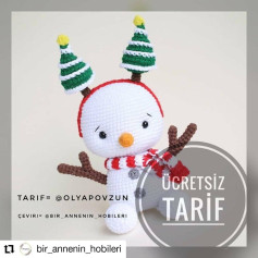 Ücretsiz amigurumi kardan adam modeli
