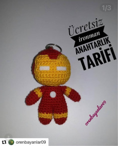 Ücretsiz Iron Man Anahtarlık Amigurumi Tarifi