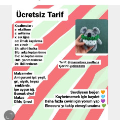 Ücretsiz Koala Amigurumi Tığ İşi Tarifi
