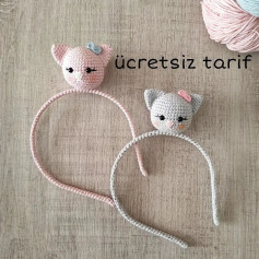 Ücretsiz örgü kedi kulaklığı yapımı
