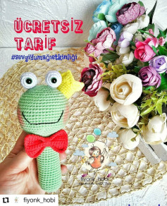 Ücretsiz Örme Şeması: Sevimli Kurbağa Bebek Zili