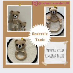 Ücretsiz Papyonlu Ayıcık Çıngırak Tığ İşi Yapımı
