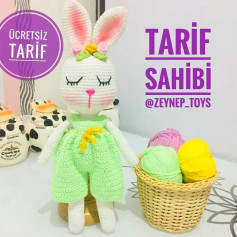 Ücretsiz sevimli tavşan amigurumi yapım tarifi Çiçekli Tavşan tarifi hazır sevgiyle örün