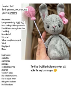 Ücretsiz Tavşan Amigurumi Tığ İşi Tarifi