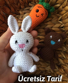 Ücretsiz Tavşan, Havuç ve Ayı Amigurumi Tarifi