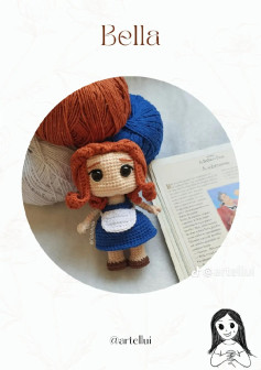 Boneca de Crochê Inspirada na Bela e a Fera com Fios Coloridos