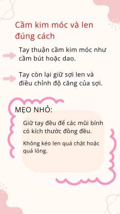 Cầm kim móc và len đúng cách