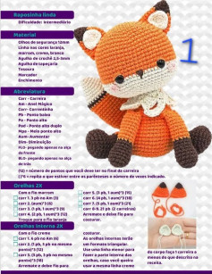 Chart de Crochê Intermediário para Raposa Amigurumi Fofa