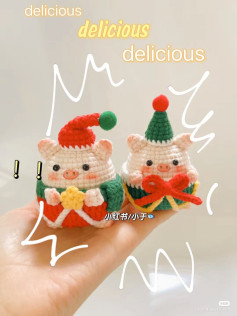 chart móc bé heo giáng sinh, bé heo noel