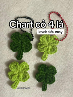 Chart Móc Len Cỏ Bốn Lá Dễ Thương, Dễ Làm Cho Người Mới Bắt Đầu