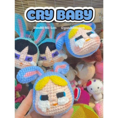 Chart Móc Len Hình Mặt Khóc Đáng Yêu Với Tai Thỏ cry baby