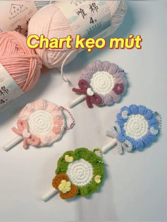 Chart móc len kẹo mút với các màu sắc tươi sáng và đáng yêu