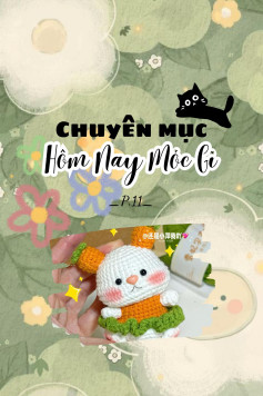 chart móc len thỏ cà rốt mặc váy tai bằng 2 củ cà rốt