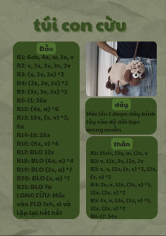 chart móc túi cừu, túi tote, túi trái cây