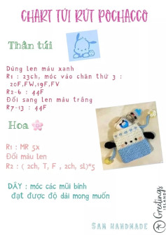 chart túi rút pochacco