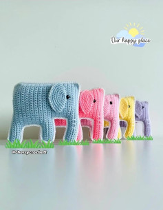 Colorful Crochet Elephant Family Pattern Chart