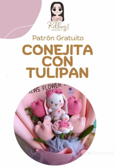 Conejita de Crochet con Tulipanes: Patrón Gratuito y Creativo