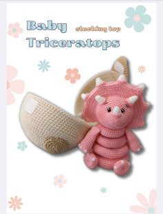 Crochet Pattern for Adorable Baby Triceratops Stacking Toy