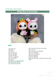 Crochet Pattern for Adorable Bunny Bear and Carrot Bear Amigurumi