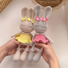 Crochet Pattern for Adorable Bunny Dolls in Pastel Dresses