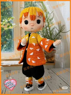 Crochet Pattern for Anime Character Doll with Orange Outfit
