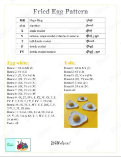 Crochet Pattern for Realistic Fried Eggs