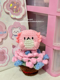 Cute Crochet Axolotl in a Flower Pot Pattern