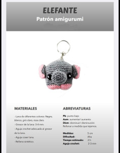 Elefante amigurumi: Guía detallada para tejer un llavero adorable