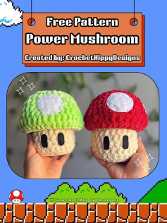 Free Crochet Pattern for Power Mushroom Plushies