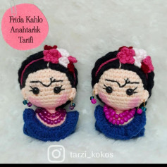 Frida Kahlo Anahtarlık İçin Örgü Modeli