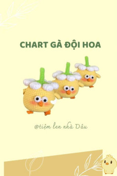 gà đội hoa chart móc len