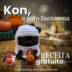 Kon, o Gato Fantasma: Receita de Amigurumi de Halloween