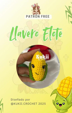 Llavero de Elote de Crochet: Patrón Gratuito de Kukii