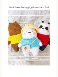 Ositos Amigurumi de Peluche con Ropa Colorida - Patrón Gratuito