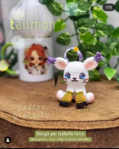 Padrão de Amigurumi Tailmon Gratuito por Isabella Ferro